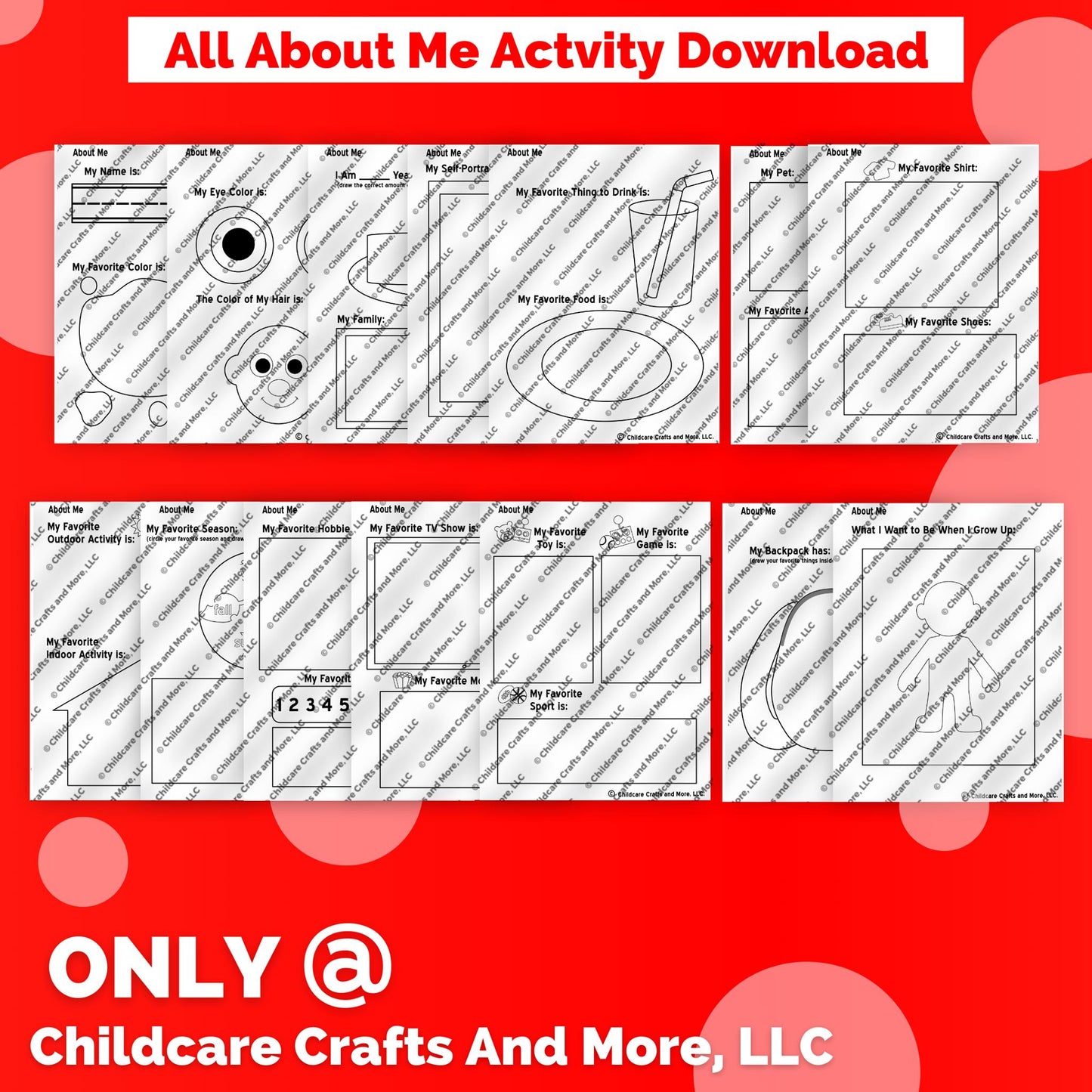 All About Me Activities Binder Download