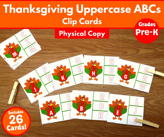Thanksgiving Uppercase ABCs Clip Cards