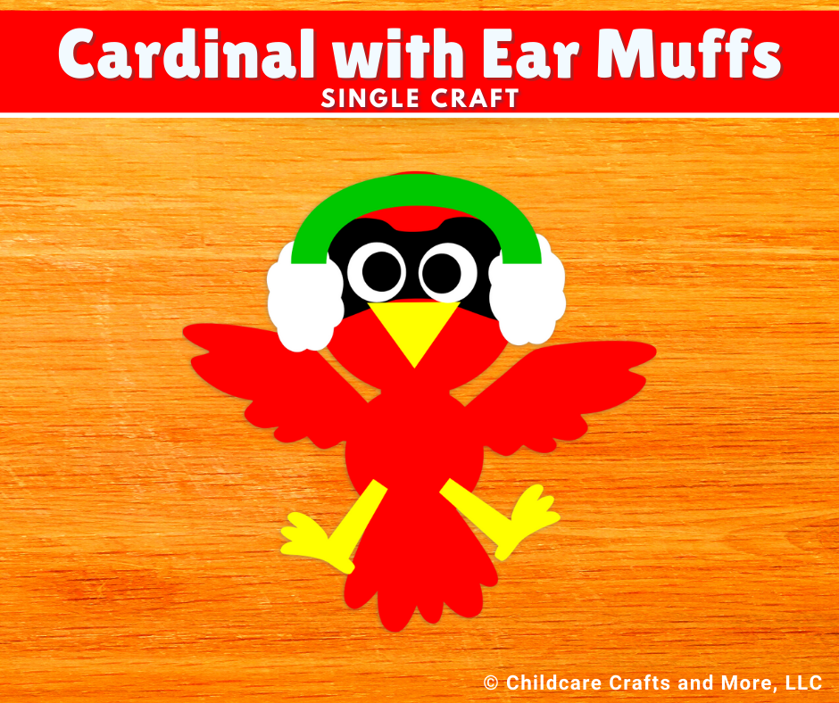 Cardinal with Ear Muffs Single Craft