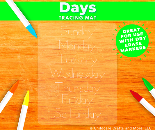 Days of the Week Tracing Mat