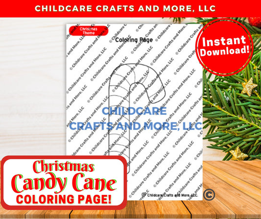 Candy Cane Coloring Page Christmas Single Download