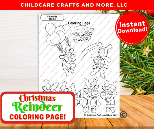 Reindeer Coloring Page Christmas Single Download