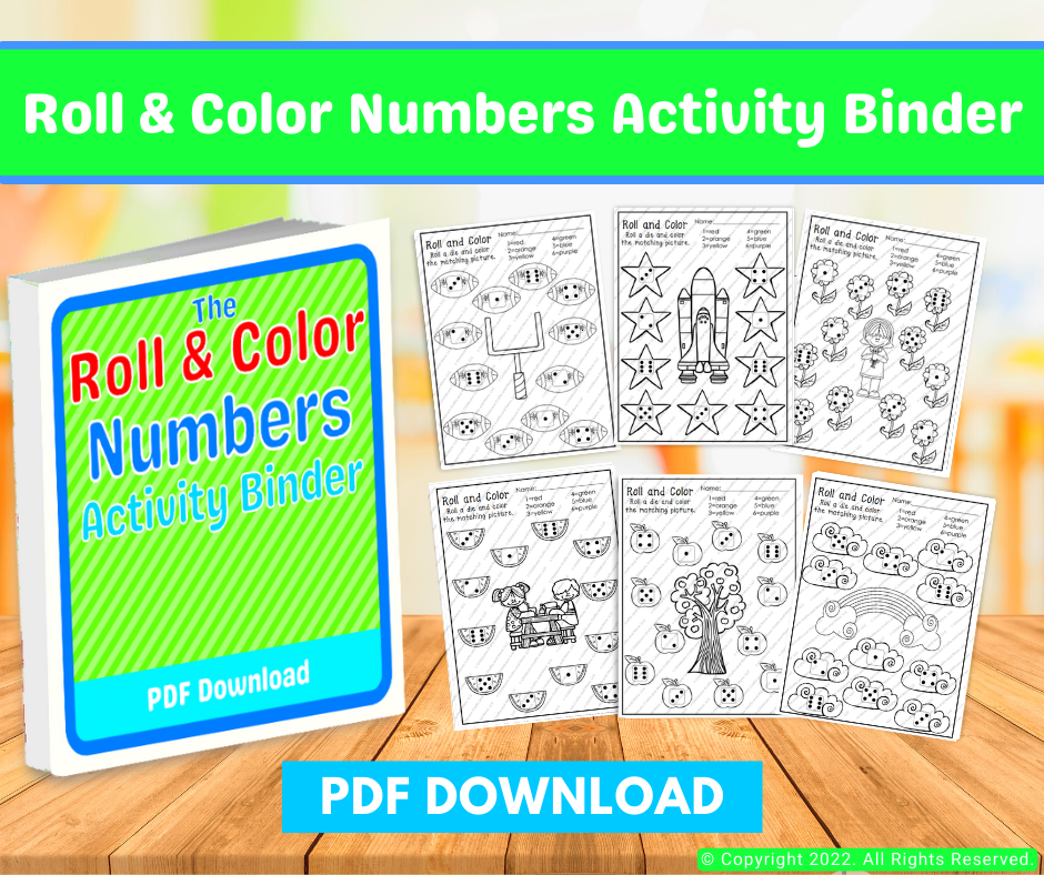 Roll & Color Numbers Activity Binder