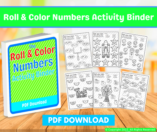 Roll & Color Numbers Activity Binder