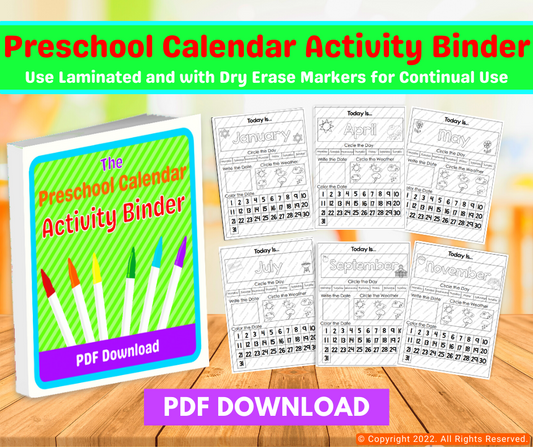 Preschool Calendar Activity Binder DOWNLOAD