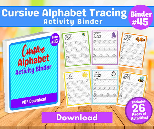 Cursive Alphabet Tracing Activity Binder Download
