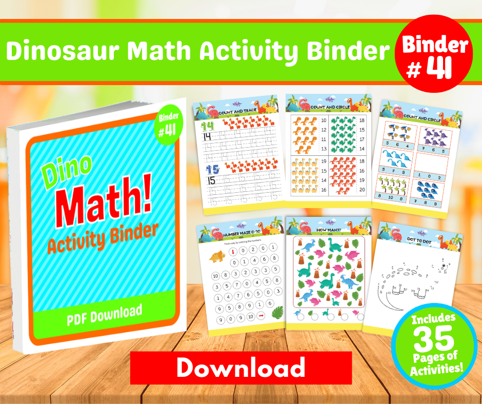 Dinosaur Math Activities Binder Download