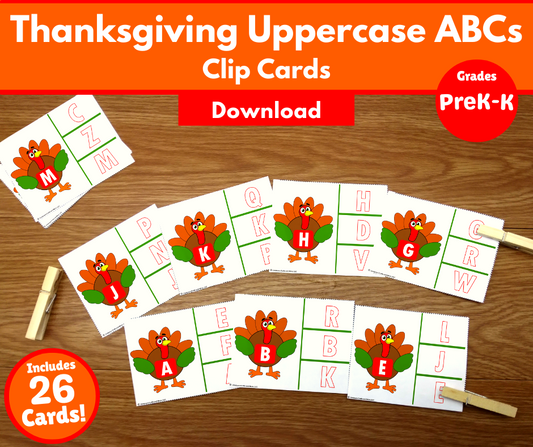 Thanksgiving Uppercase Clip Card (Download)