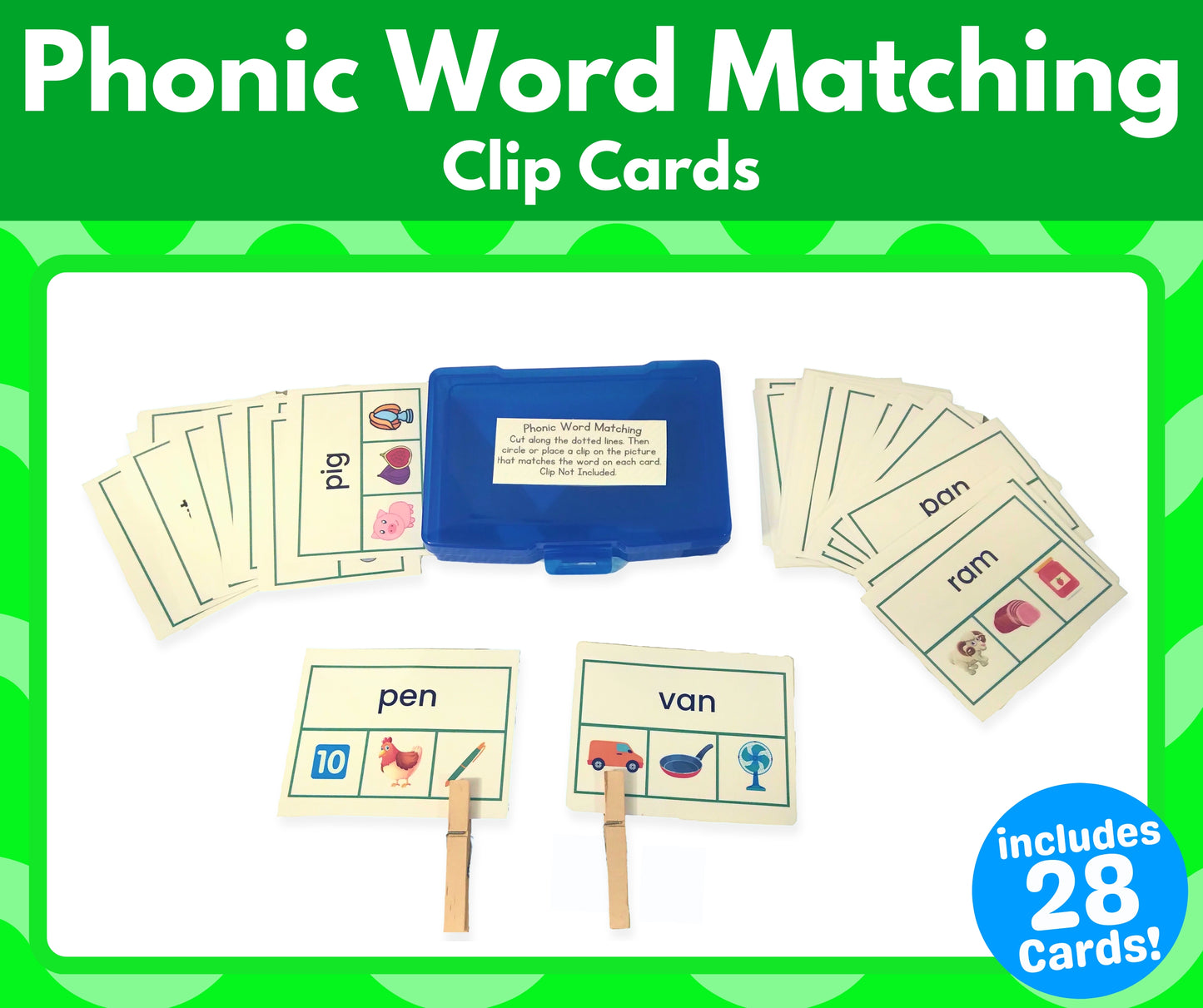 Phonic Word Matching Clip Cards (Task Box Activity) - Download