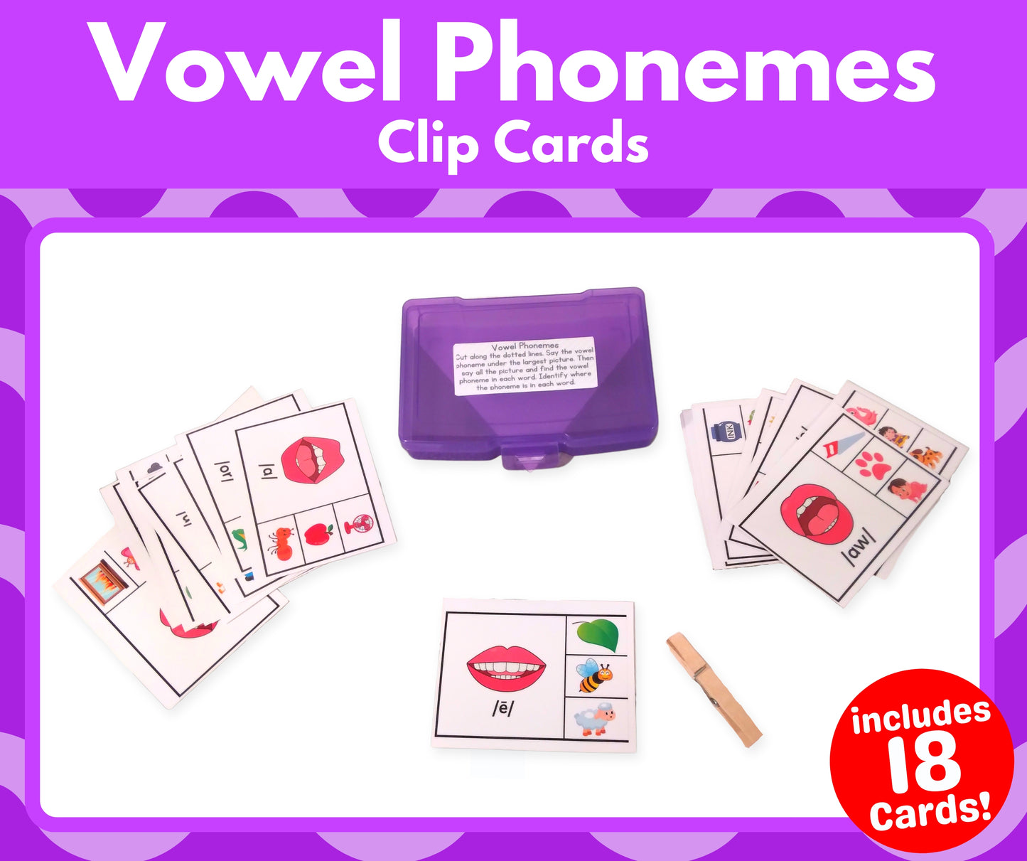 Vowel Phonemes Clip Cards (Task Box Activity) - Download
