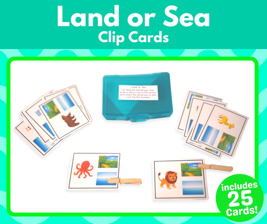 Land Or Sea Clip Cards (Task Box Activity) - Download