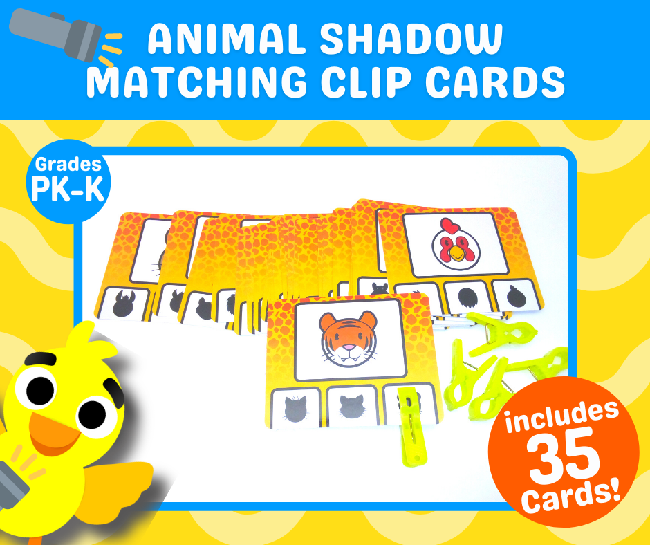 Animal Shadow Matching Clip Card Game