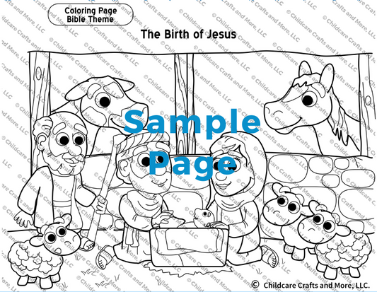 The Birth of Jesus Christmas Coloring Page