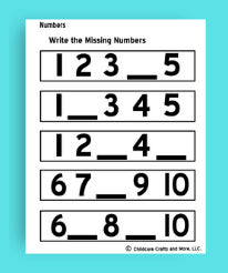 Numbers "correct order" writing activity