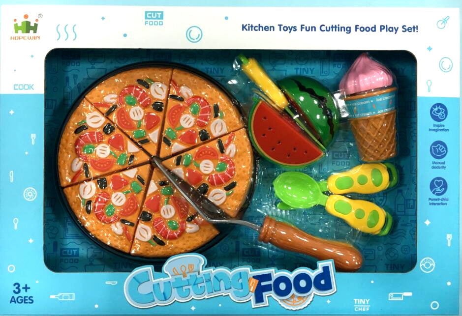 Insten 8 Piece Play Pizza Toys For Kids, Includes Watermelon, Icecream And  Utensils